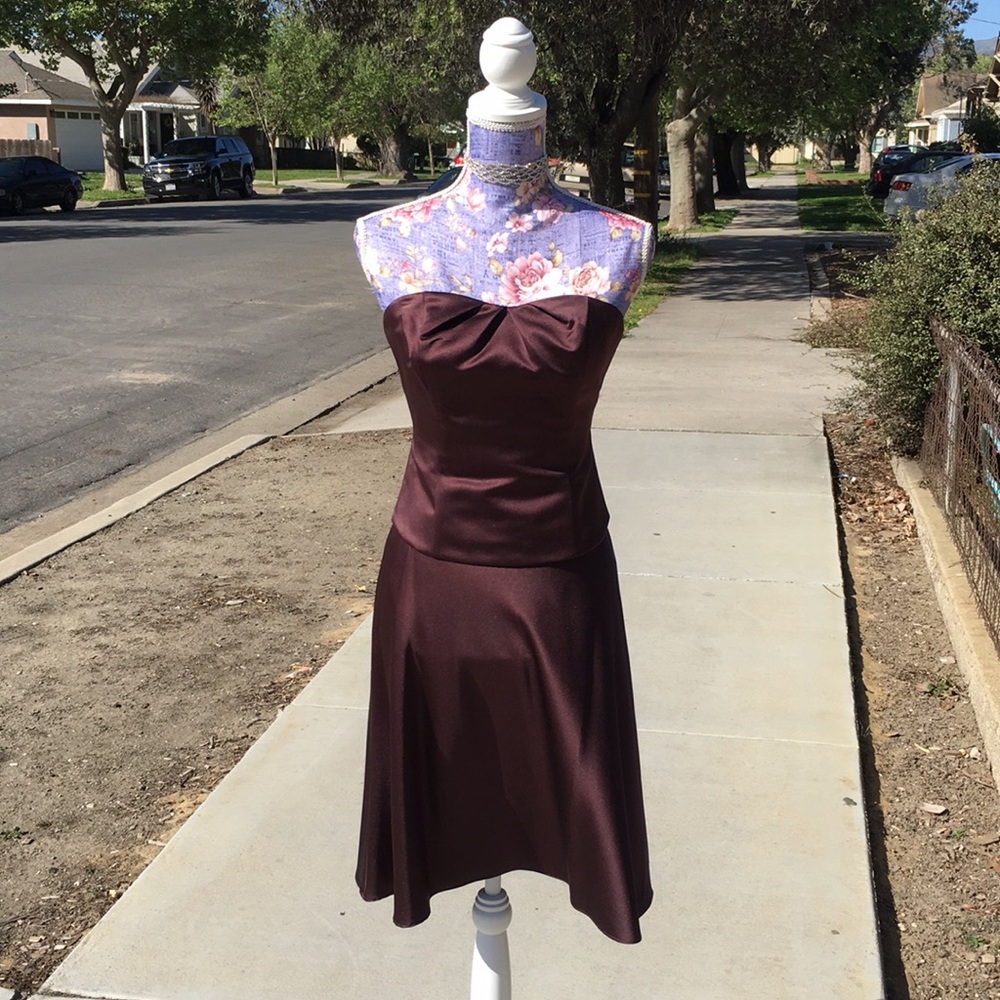 DB Strapless Espresso Corset Top sz 2, Skirt sz 4
